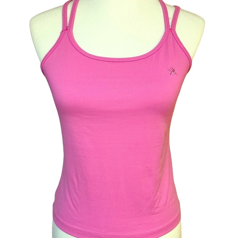 So Sporty Pink Racerback Tank Top Athletic Yoga Tennis Camisole Made in USA